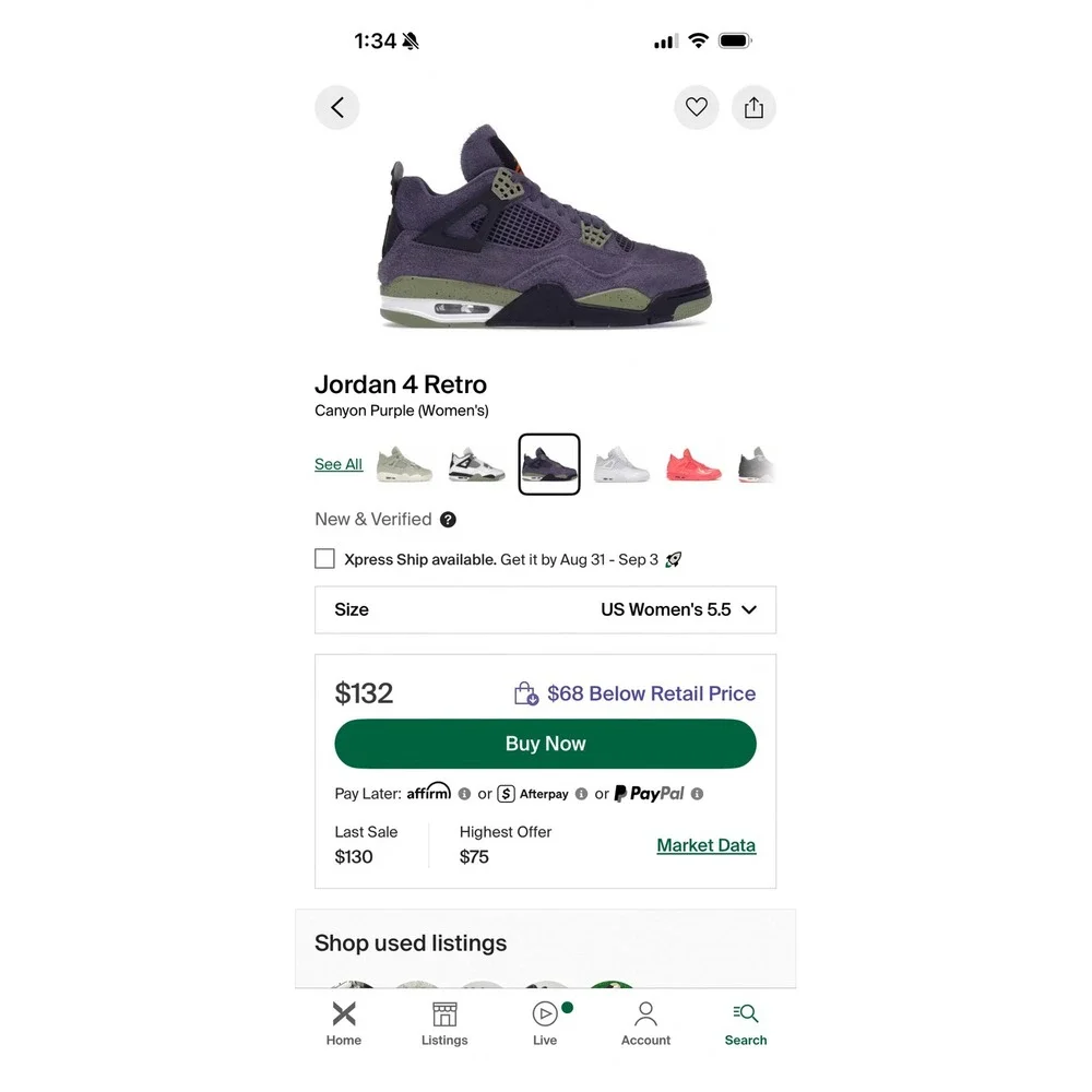 Jordan 4 Retro Canyon Purple Suede Sneakers Mens AQ9129-500